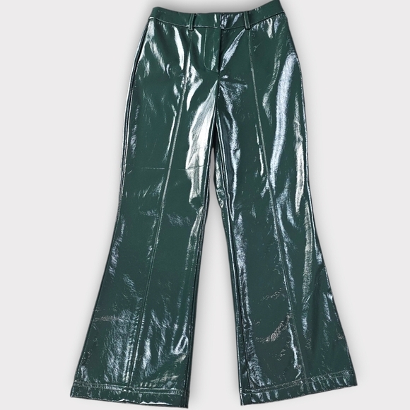 7 For All Mankind Green Faux Leather Flare Pant - Picture 3 of 13